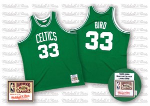 Boston Celtics #33 Mitchell and Ness Throwback Vert Authentic Maillot d'équipe de NBA pas cher - Larry Bird pour Homme