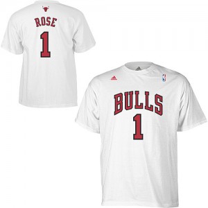 Chicago Bulls Derrick Rose #1 Game Time T-Shirts d'équipe de NBA - Blanc pour Homme