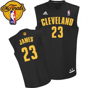 Cleveland Cavaliers LeBron James #23 Fashion 2015 The Finals Patch Authentic Maillot d'équipe de NBA - Noir pour Homme