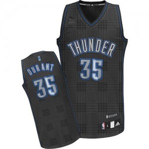 Maillot NBA Oklahoma City Thunder #35 Kevin Durant Noir Adidas Authentic Rhythm Fashion - Femme