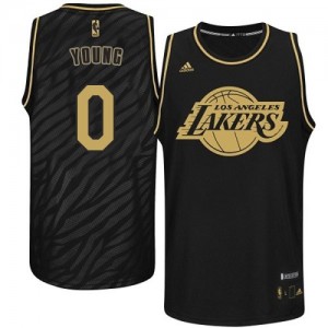 Maillot NBA Los Angeles Lakers #0 Nick Young Noir Adidas Authentic Precious Metals Fashion - Homme