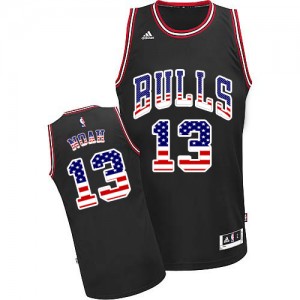 Maillot NBA Noir Joakim Noah #13 Chicago Bulls USA Flag Fashion Authentic Homme Adidas