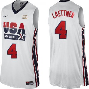 Team USA Nike Christian Laettner #4 2012 Olympic Retro Authentic Maillot d'équipe de NBA - Blanc pour Homme