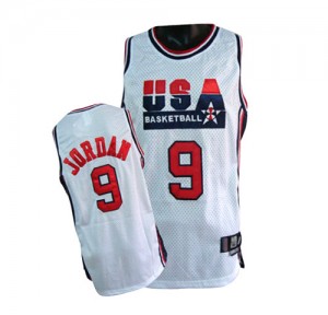Maillot NBA Team USA #9 Michael Jordan Blanc Nike Authentic Summer Olympics - Homme