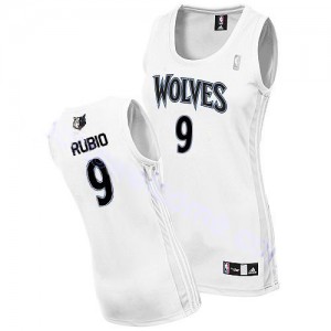 Minnesota Timberwolves #9 Adidas Home Blanc Authentic Maillot d'équipe de NBA pour pas cher - Ricky Rubio pour Femme