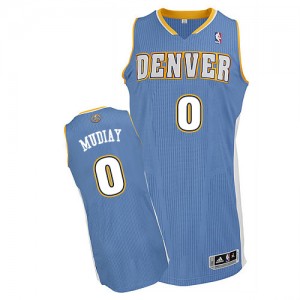 Maillot NBA Denver Nuggets #0 Emmanuel Mudiay Bleu clair Adidas Authentic Road - Homme