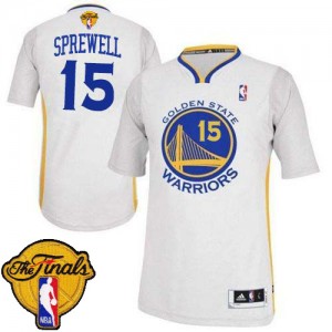 Maillot NBA Blanc Latrell Sprewell #15 Golden State Warriors Alternate 2015 The Finals Patch Authentic Homme Adidas
