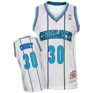 Charlotte Hornets #30 Mitchell and Ness Throwback Blanc Authentic Maillot d'équipe de NBA préférentiel - Dell Curry pour Homme