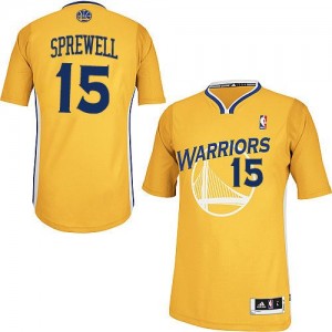 Maillot NBA Golden State Warriors #15 Latrell Sprewell Or Adidas Authentic Alternate - Homme
