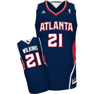 Atlanta Hawks Dominique Wilkins #21 Road Swingman Maillot d'équipe de NBA - Bleu marin pour Homme