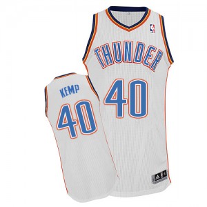 Oklahoma City Thunder #40 Adidas Home Blanc Authentic Maillot d'équipe de NBA Promotions - Shawn Kemp pour Homme
