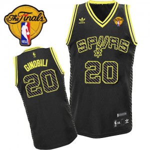 San Antonio Spurs #20 Adidas Electricity Fashion Finals Patch Noir Swingman Maillot d'équipe de NBA Remise - Manu Ginobili pour Homme