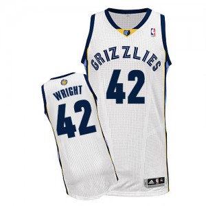 Maillot NBA Blanc Lorenzen Wright #42 Memphis Grizzlies Home Authentic Homme Adidas