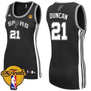 Maillot Swingman San Antonio Spurs NBA Road Finals Patch Noir - #21 Tim Duncan - Femme