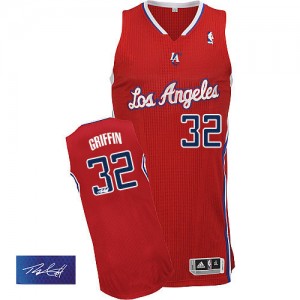 Maillot NBA Los Angeles Clippers #32 Blake Griffin Rouge Adidas Authentic Road Autographed - Homme