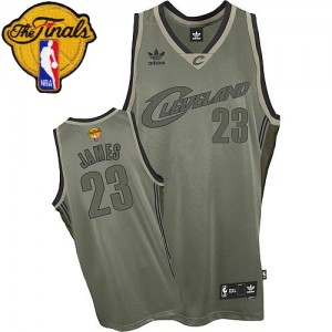 Maillot NBA Cleveland Cavaliers #23 LeBron James Gris Adidas Swingman "Field Issue" 2015 The Finals Patch - Homme