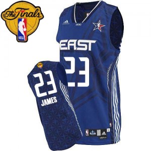 Maillot Authentic Cleveland Cavaliers NBA 2010 All Star 2015 The Finals Patch Bleu - #23 LeBron James - Homme