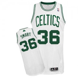 Maillot NBA Boston Celtics #36 Marcus Smart Blanc Adidas Authentic Home - Homme