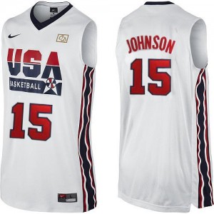Maillot NBA Authentic Magic Johnson #15 Team USA 2012 Olympic Retro Blanc - Homme