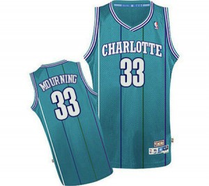 Charlotte Hornets Alonzo Mourning #33 Throwback Authentic Maillot d'équipe de NBA - Bleu clair pour Homme