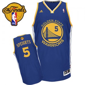 Maillot NBA Golden State Warriors #5 Marreese Speights Bleu royal Adidas Swingman Road 2015 The Finals Patch - Homme