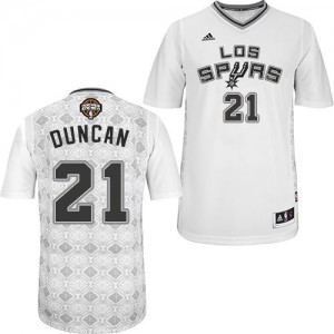 Maillot NBA San Antonio Spurs #21 Tim Duncan Blanc Adidas Authentic New Latin Nights - Homme