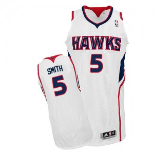 Maillot NBA Blanc Josh Smith #5 Atlanta Hawks Home Authentic Homme Adidas