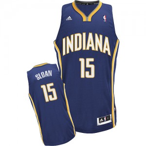 Maillot NBA Indiana Pacers #15 Donald Sloan Bleu marin Adidas Swingman Road - Homme