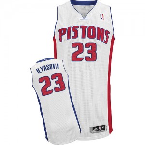 Maillot Adidas Blanc Home Authentic Detroit Pistons - Ersan Ilyasova #23 - Homme