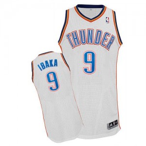 Maillot NBA Oklahoma City Thunder #9 Serge Ibaka Blanc Adidas Authentic Home - Homme