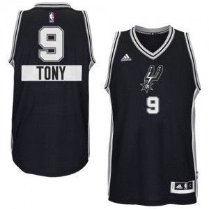 Maillot NBA Noir Tony Parker #9 San Antonio Spurs 2014-15 Christmas Day Authentic Homme Adidas