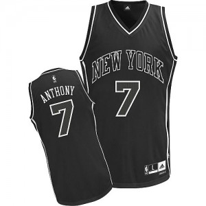 New York Knicks #7 Adidas Shadow Noir Authentic Maillot d'équipe de NBA en ligne pas chers - Carmelo Anthony pour Homme