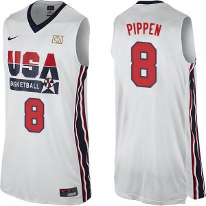 Team USA Nike Scottie Pippen #8 2012 Olympic Retro Swingman Maillot d'équipe de NBA - Blanc pour Homme