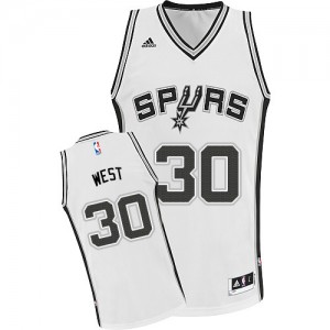 Maillot NBA Blanc David West #30 San Antonio Spurs Home Swingman Homme Adidas