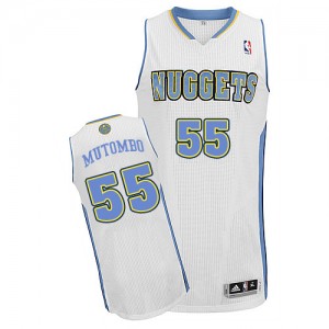 Maillot Authentic Denver Nuggets NBA Home Blanc - #55 Dikembe Mutombo - Homme