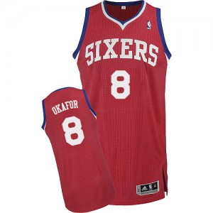 Maillot NBA Rouge Jahlil Okafor #8 Philadelphia 76ers Road Authentic Homme Adidas