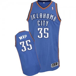 Maillot NBA Oklahoma City Thunder #35 Kevin Durant Bleu Adidas Authentic MVP - Homme