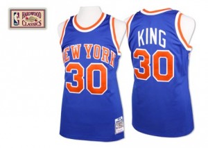 New York Knicks Mitchell and Ness Bernard King #30 Throwback Authentic Maillot d'équipe de NBA - Bleu royal pour Homme