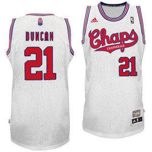 Maillot NBA San Antonio Spurs #21 Tim Duncan Blanc Adidas Swingman ABA Hardwood Classic - Homme