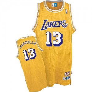 Los Angeles Lakers Wilt Chamberlain #13 Throwback Authentic Maillot d'équipe de NBA - Or pour Homme