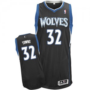 Maillot Authentic Minnesota Timberwolves NBA Alternate Noir - #32 Karl-Anthony Towns - Homme