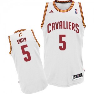 Maillot NBA Blanc J.R. Smith #5 Cleveland Cavaliers Home Swingman Homme Adidas
