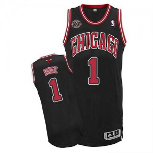 Maillot NBA Noir Derrick Rose #1 Chicago Bulls Alternate 20TH Anniversary Authentic Homme Adidas