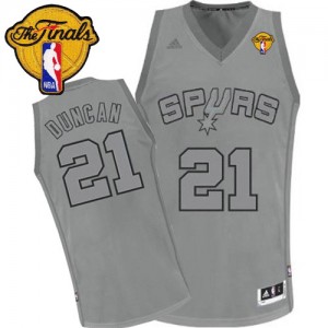 San Antonio Spurs Tim Duncan #21 Big Color Fashion Finals Patch Swingman Maillot d'équipe de NBA - Gris pour Homme