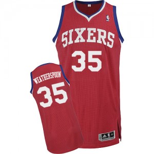 Maillot Adidas Rouge Road Authentic Philadelphia 76ers - Clarence Weatherspoon #35 - Homme