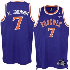 Maillot NBA Phoenix Suns #7 Kevin Johnson Violet Adidas Authentic New Throwback - Homme