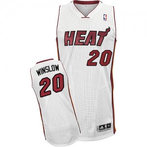 Maillot NBA Miami Heat #20 Justise Winslow Blanc Adidas Authentic Home - Homme