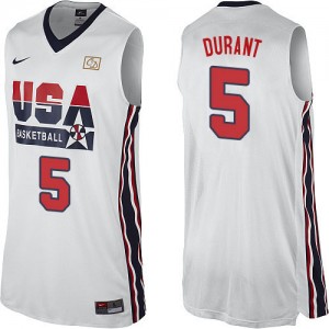 Maillot Nike Blanc 2012 Olympic Retro Authentic Team USA - Kevin Durant #5 - Homme