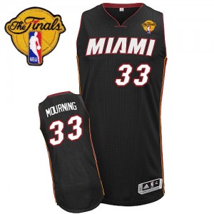 Maillot NBA Swingman Alonzo Mourning #33 Miami Heat Road Finals Patch Noir - Homme