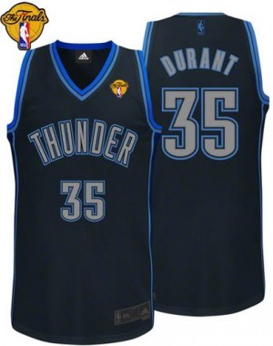 Maillot Authentic Oklahoma City Thunder NBA Graystone Fashion Finals Patch Noir - #35 Kevin Durant - Homme